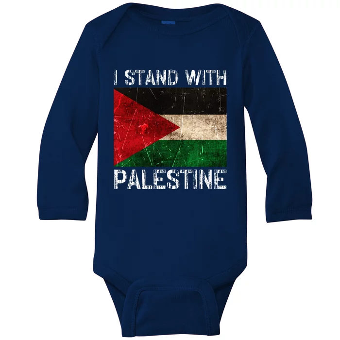 Support I Stand With Palestine Free Palestine Flag Baby Long Sleeve Bodysuit