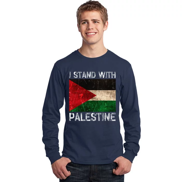 Support I Stand With Palestine Free Palestine Flag Tall Long Sleeve T-Shirt