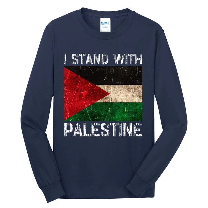 Support I Stand With Palestine Free Palestine Flag Tall Long Sleeve T-Shirt