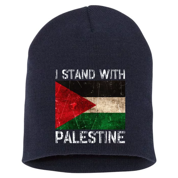 Support I Stand With Palestine Free Palestine Flag Short Acrylic Beanie