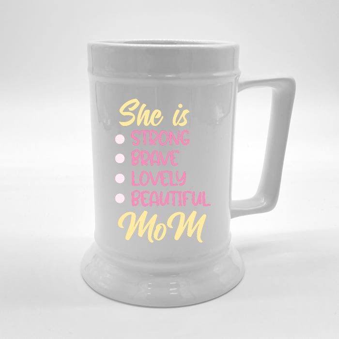 She Is Strong Mom T Front & Back Beer Stein