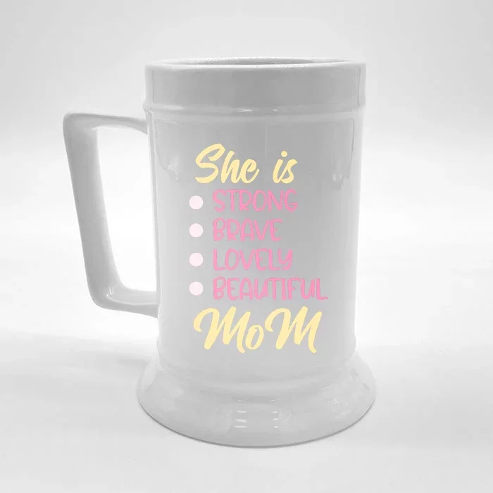 She Is Strong Mom T Front & Back Beer Stein