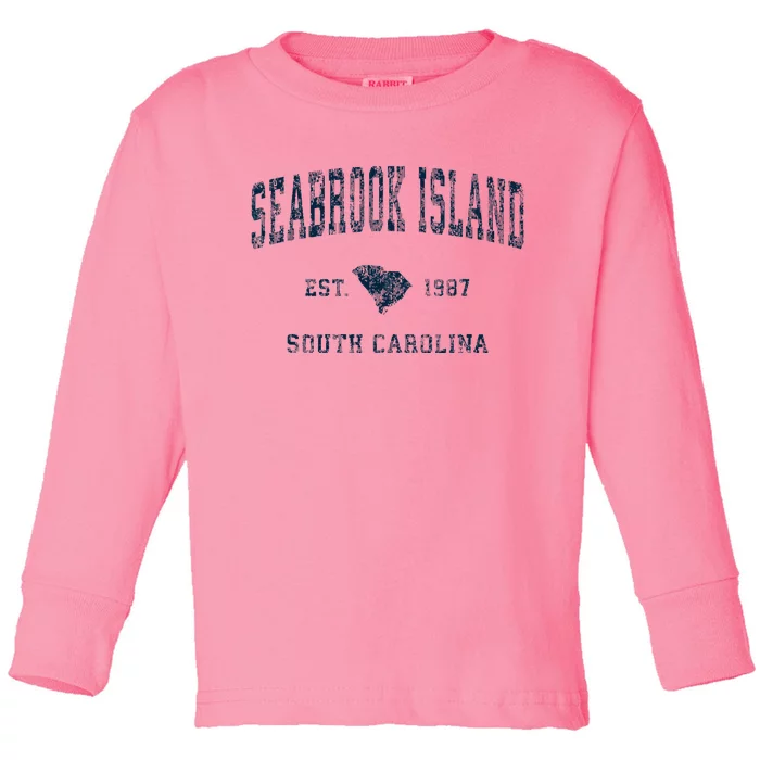 Seabrook Island South Carolina Sc Vintage Sports Toddler Long Sleeve Shirt