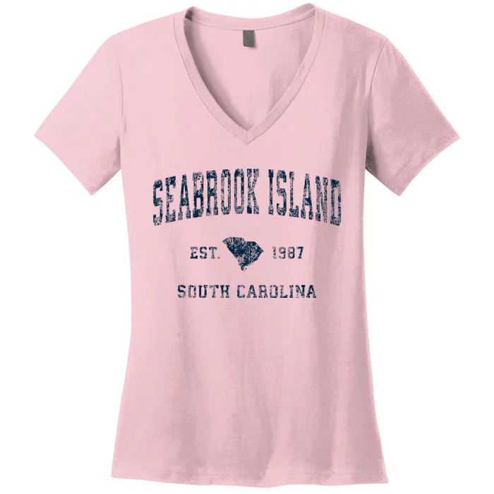 Seabrook Island South Carolina Sc Vintage Sports Women's V-Neck T-Shirt