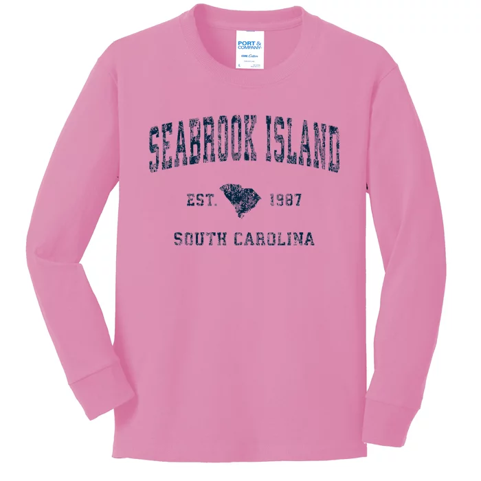 Seabrook Island South Carolina Sc Vintage Sports Kids Long Sleeve Shirt