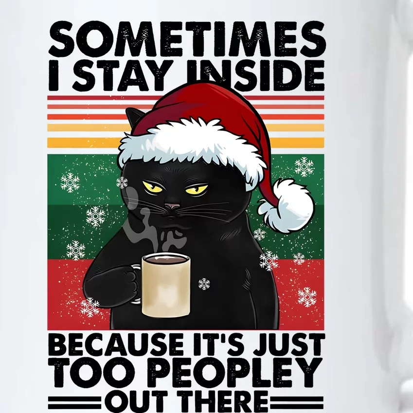 Sometimes I Stay Inside Because It’S Just Too Peopley Out There Funny Cat Xmas Black Color Changing Mug