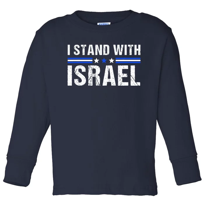 Support I Stand With Israel Jewish Heritage Israeli Flag Toddler Long Sleeve Shirt