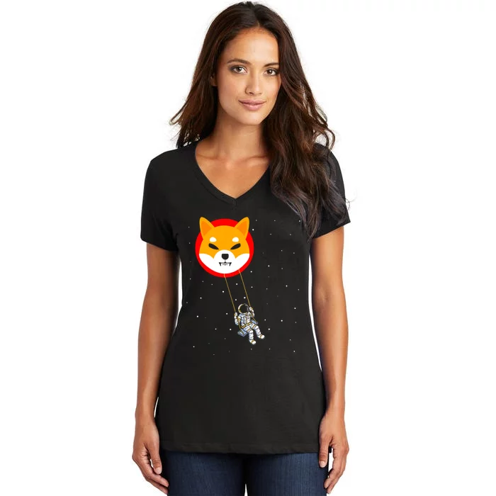 Shiba Inu Swing Army Cryptocurrency Token Doge Women's V-Neck T-Shirt