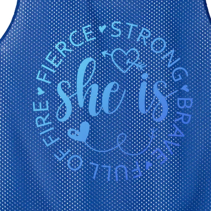 She Is Strong Fierce Brave Full Of Fire Feminist Strong Gift Mesh Reversible Basketball Jersey Tank