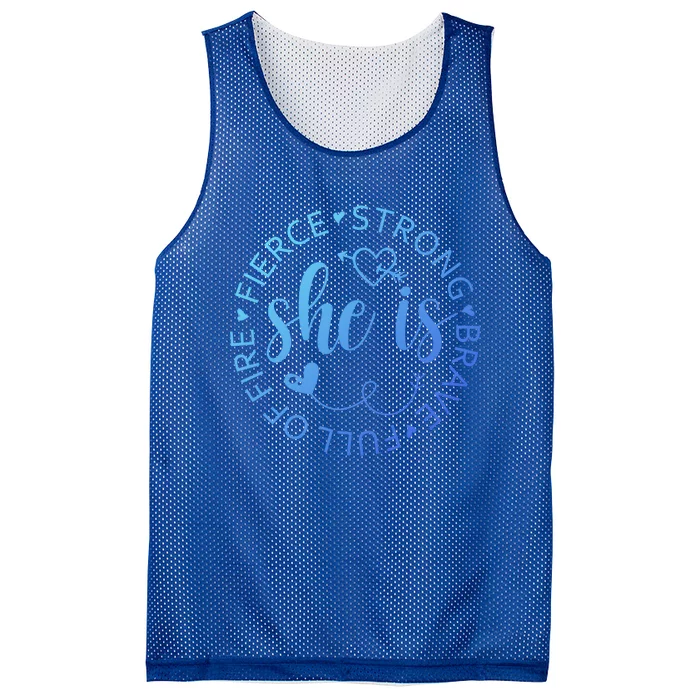 She Is Strong Fierce Brave Full Of Fire Feminist Strong Gift Mesh Reversible Basketball Jersey Tank