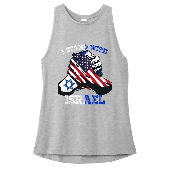 Support I Stand With Israel Jewish Heritage Ladies Tri-Blend Wicking Tank