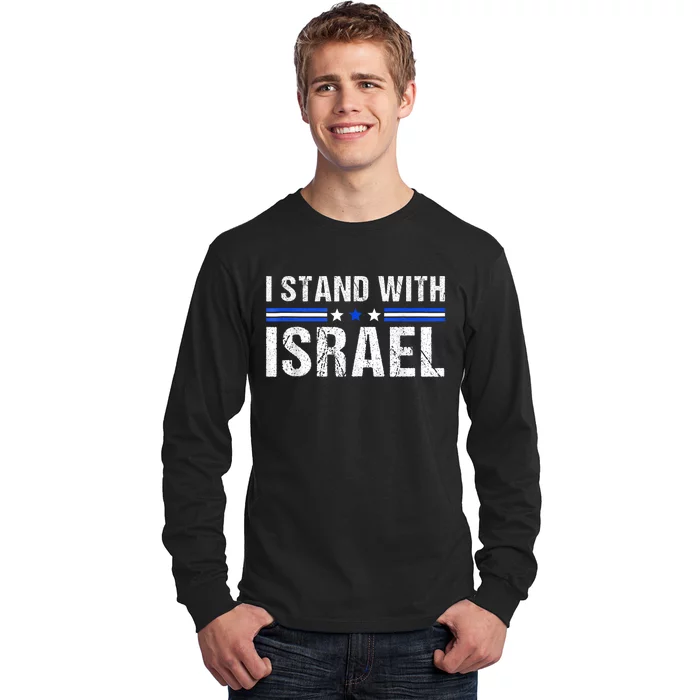 Support I Stand With Israel Jewish Heritage Israeli Flag Long Sleeve Shirt