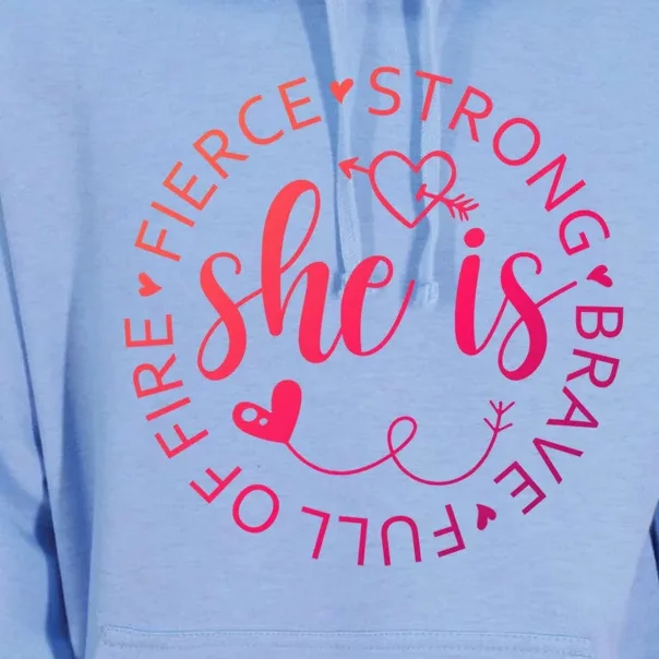 She Is Strong Fierce Brave Full Of Fire Feminist Strong Gift Unisex Surf Hoodie