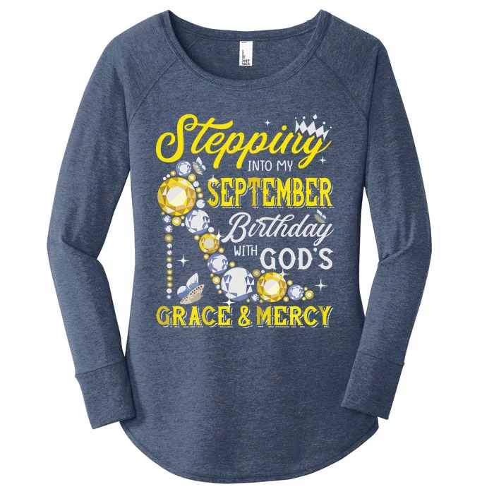 Stepping Into September Birthday With Gods Grace And Mercy Women's Perfect Tri Tunic Long Sleeve Shirt