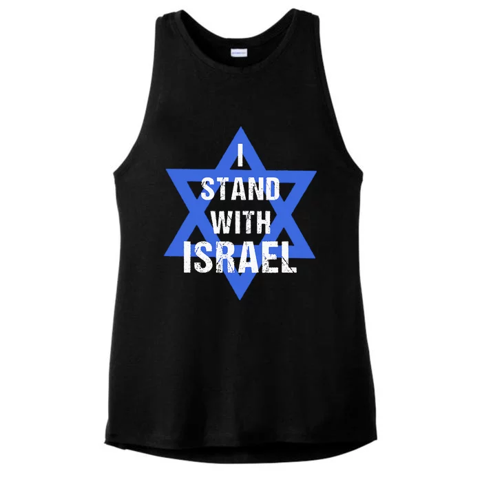 Support I Stand With Israel Jewish Heritage Israeli Flag Ladies Tri-Blend Wicking Tank