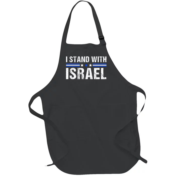 Support I Stand With Israel Jewish Heritage Israeli Flag Full-Length Apron With Pocket