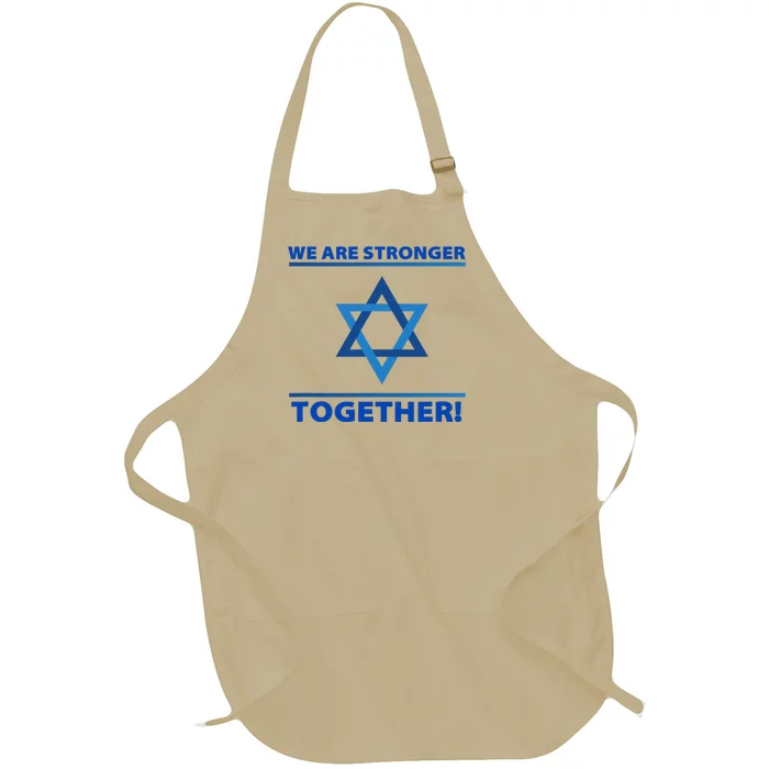 Support Israel Stronger Together Jewish David Star Full-Length Apron With Pocket