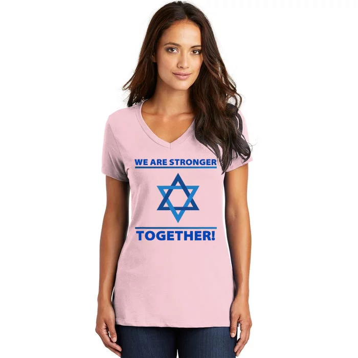 Support Israel Stronger Together Jewish David Star Women's V-Neck T-Shirt