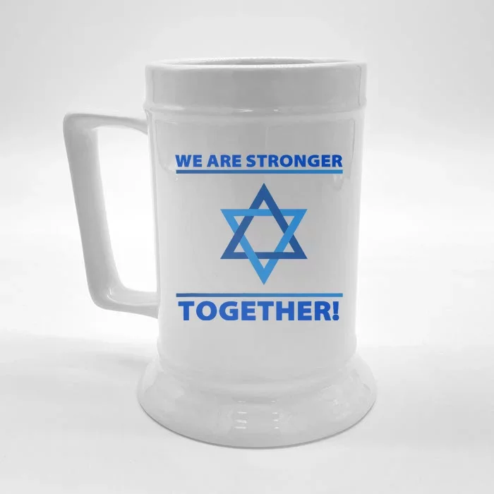 Support Israel Stronger Together Jewish David Star Front & Back Beer Stein