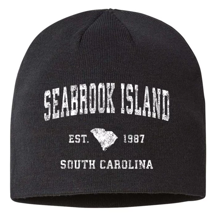 Seabrook Island South Carolina Sc Vintage Athletic Sports 8 1/2in Sustainable Knit Beanie