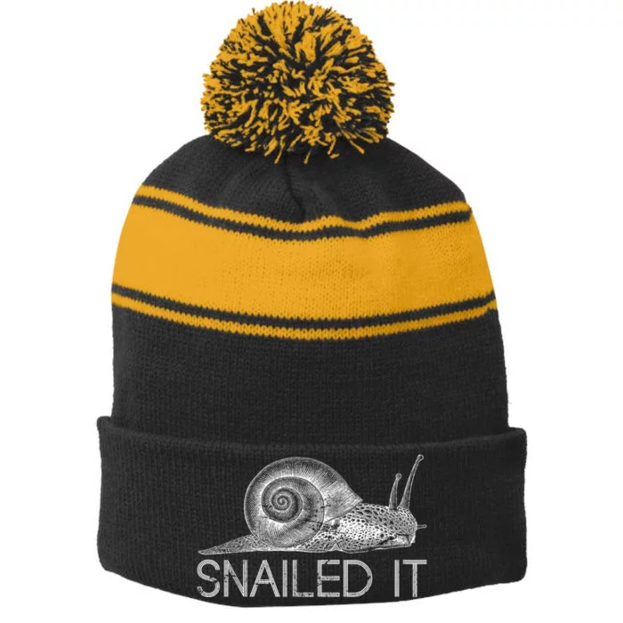 Snailed It Snail Stripe Pom Pom Beanie