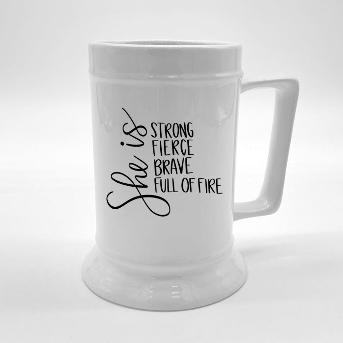 She Is Strong She Is Brave Funny Gift Front & Back Beer Stein