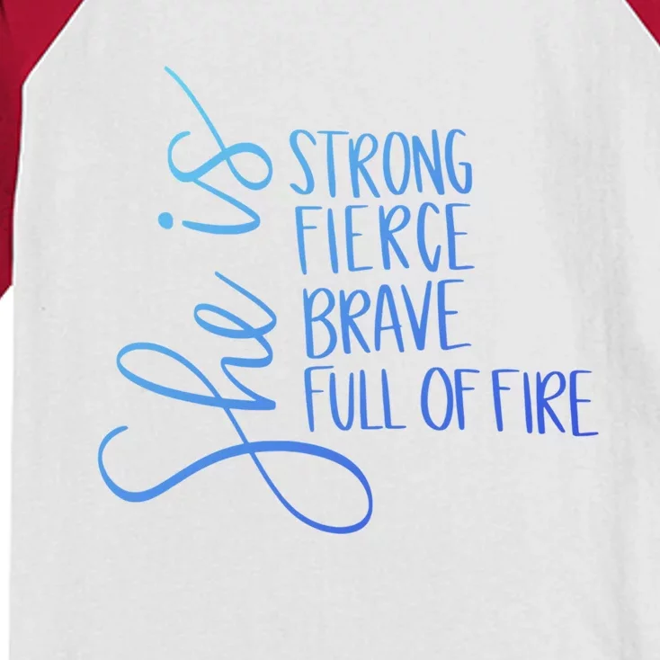 She Is Strong She Is Brave Cool Gift Kids Colorblock Raglan Jersey