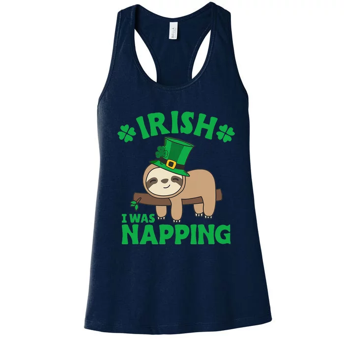 Sloth Ireland Saint Patricks Day Irish I What Napping Women's Racerback Tank