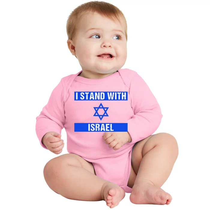 Support I Stand With Israel Jewish Heritage Israeli Flag Baby Long Sleeve Bodysuit