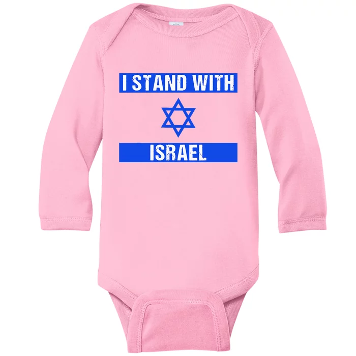 Support I Stand With Israel Jewish Heritage Israeli Flag Baby Long Sleeve Bodysuit