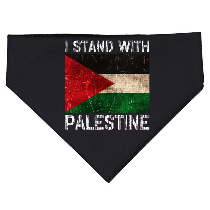 Support I Stand With Palestine Free Palestine Flag Arabic USA-Made Doggie Bandana