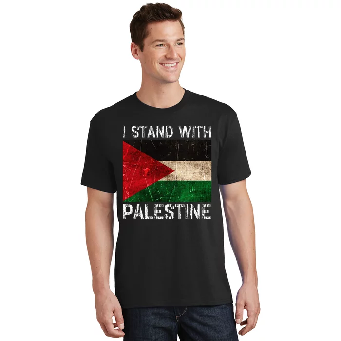 Support I Stand With Palestine Free Palestine Flag Arabic T-Shirt