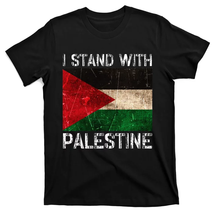 Support I Stand With Palestine Free Palestine Flag Arabic T-Shirt