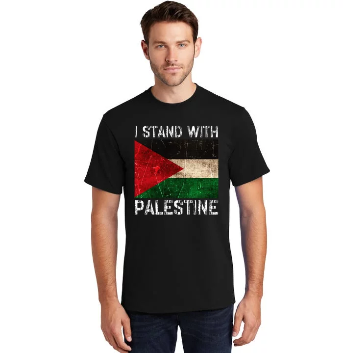 Support I Stand With Palestine Free Palestine Flag Arabic Tall T-Shirt