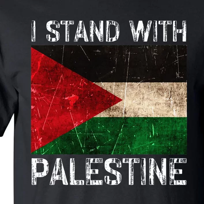 Support I Stand With Palestine Free Palestine Flag Arabic Tall T-Shirt