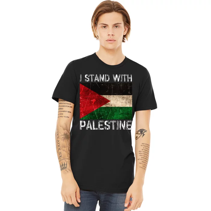 Support I Stand With Palestine Free Palestine Flag Arabic Premium T-Shirt