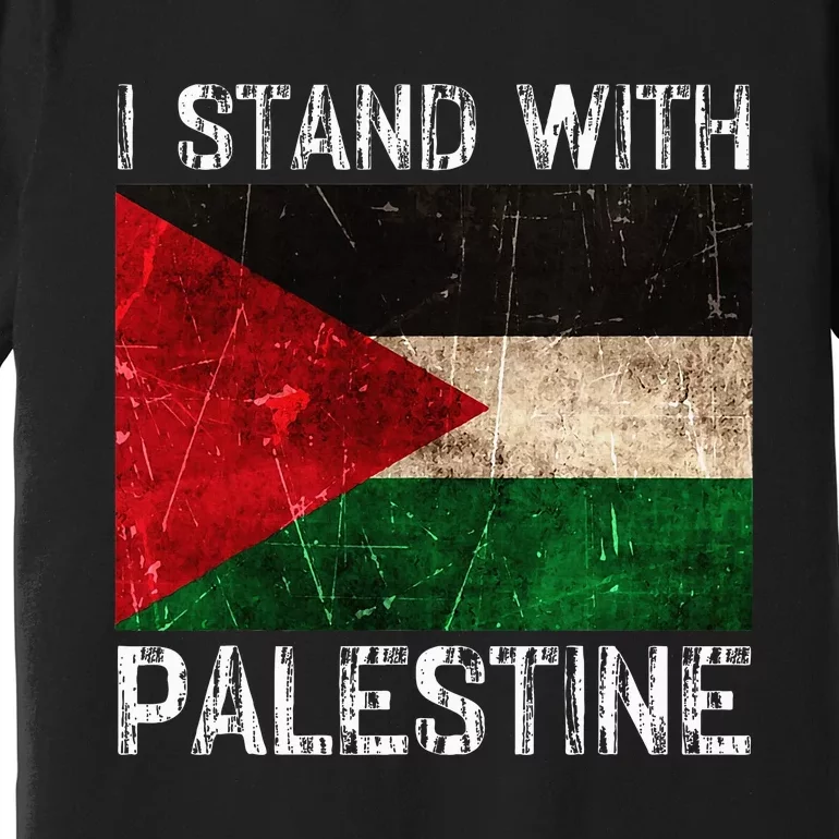 Support I Stand With Palestine Free Palestine Flag Arabic Premium T-Shirt