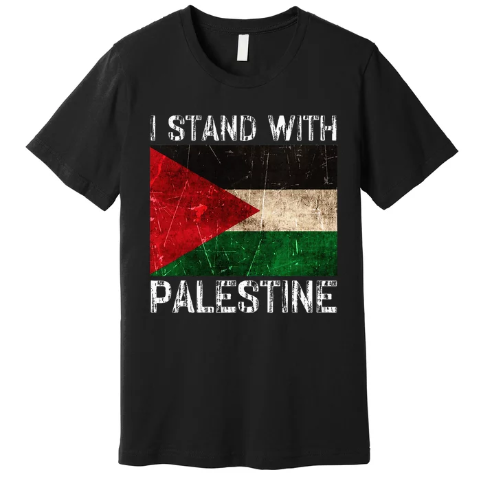 Support I Stand With Palestine Free Palestine Flag Arabic Premium T-Shirt