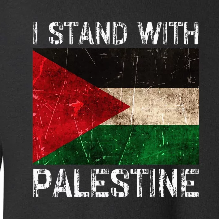 Support I Stand With Palestine Free Palestine Flag Arabic Toddler Sweatshirt