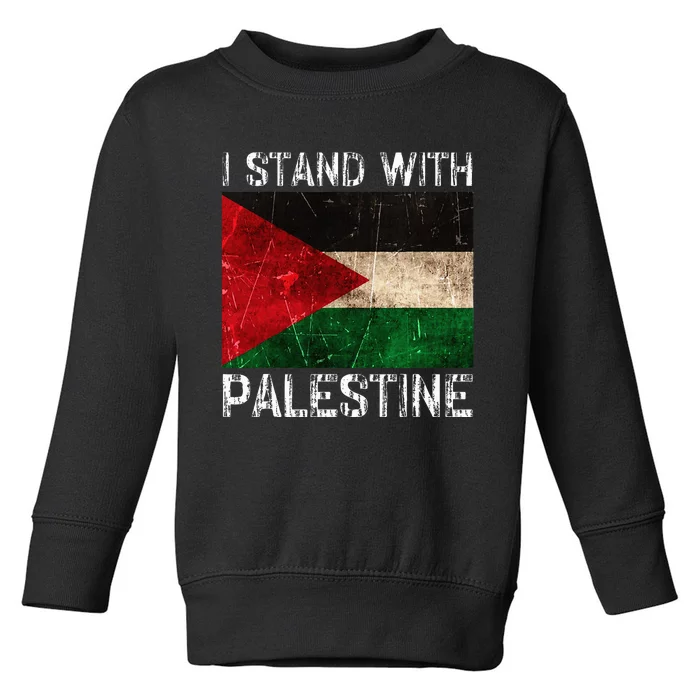 Support I Stand With Palestine Free Palestine Flag Arabic Toddler Sweatshirt