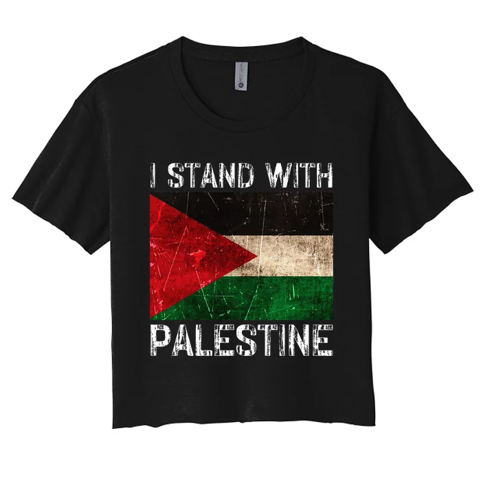 Support I Stand With Palestine Free Palestine Flag Arabic Women's Crop Top Tee