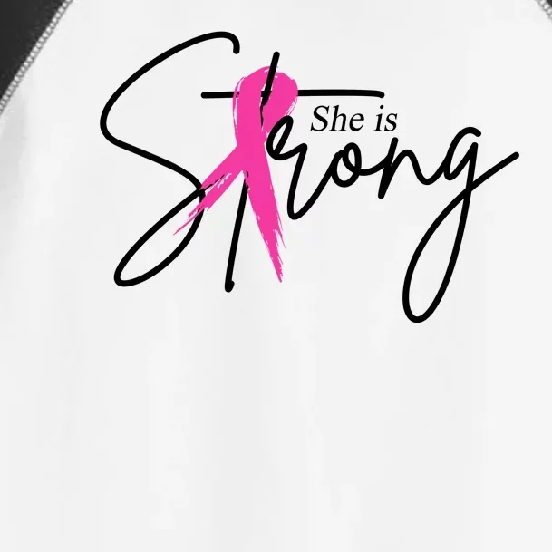 She Is Strong Breast Cancer Awareness Ribbon Toddler Fine Jersey T-Shirt