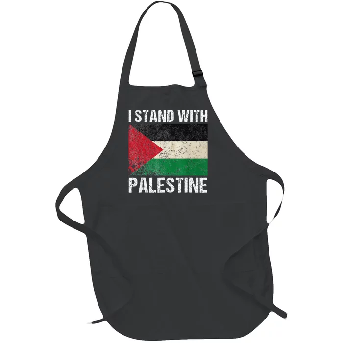 Support I stand with Palestine Free Palestine Flag Arabic Full-Length Apron With Pocket