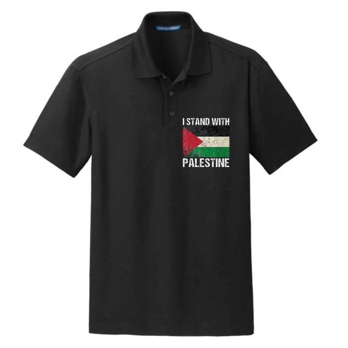 Support I stand with Palestine Free Palestine Flag Arabic Dry Zone Grid Performance Polo