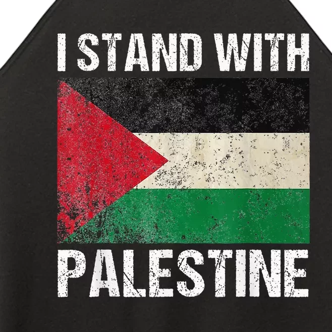 Support I stand with Palestine Free Palestine Flag Arabic Women’s Perfect Tri Rocker Tank