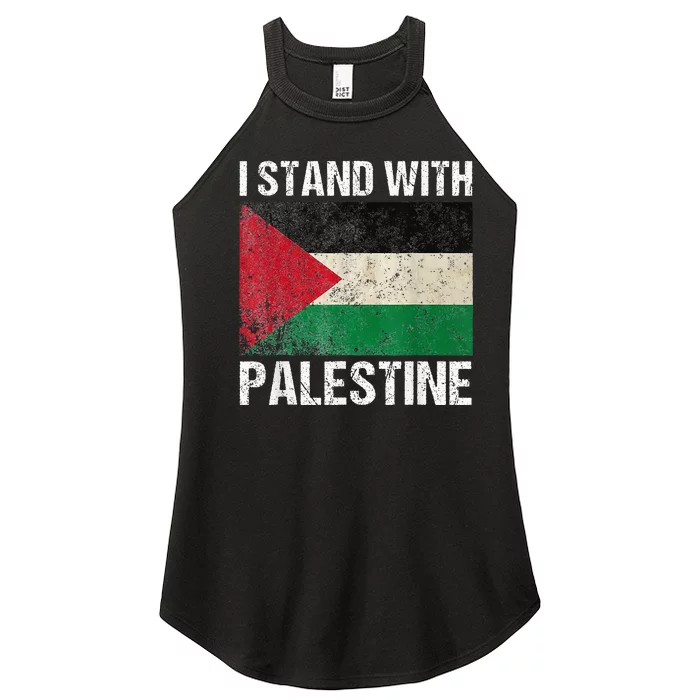 Support I stand with Palestine Free Palestine Flag Arabic Women’s Perfect Tri Rocker Tank