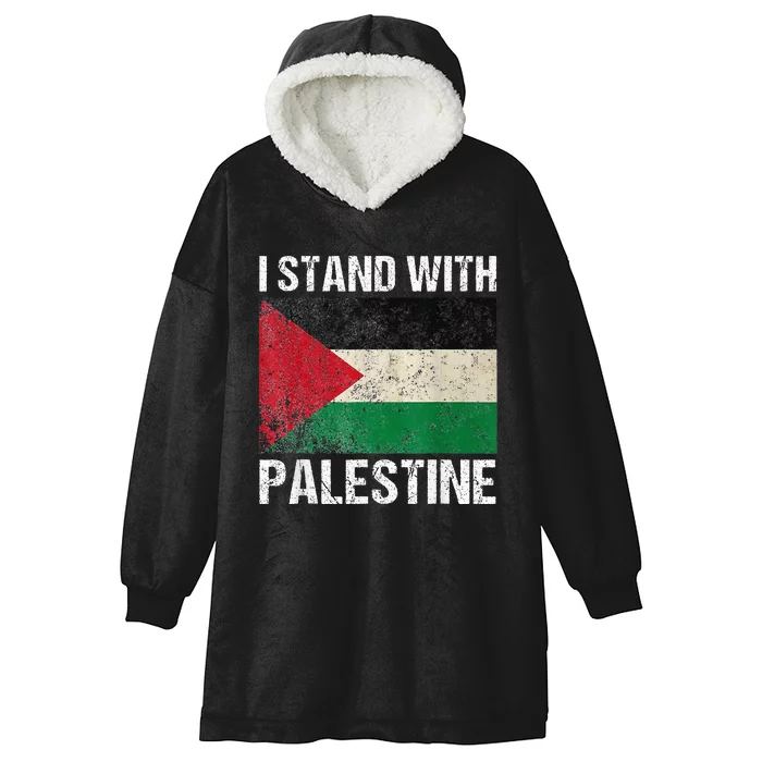 Support I stand with Palestine Free Palestine Flag Arabic Hooded Wearable Blanket