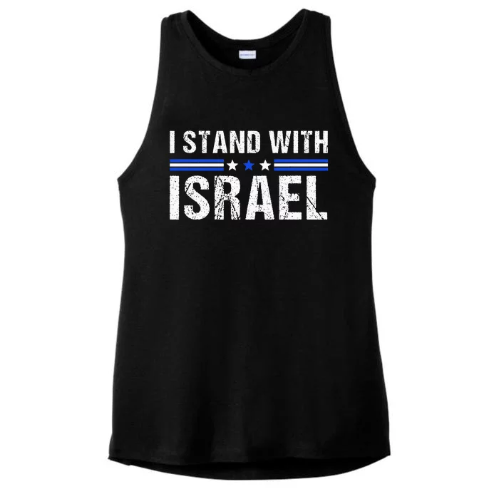 Support I Stand With Israel Jewish Heritage Israeli Flag Ladies Tri-Blend Wicking Tank