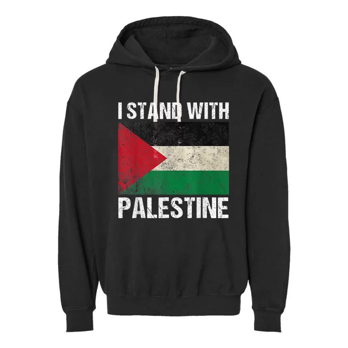 Support I Stand With Palestine Free Palestine Flag Arabic Garment-Dyed Fleece Hoodie