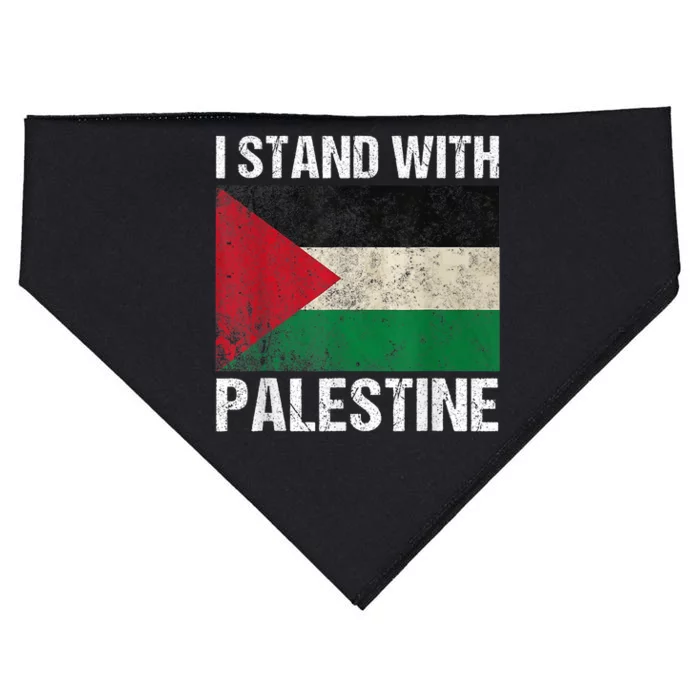 Support I Stand With Palestine Free Palestine Flag Arabic USA-Made Doggie Bandana